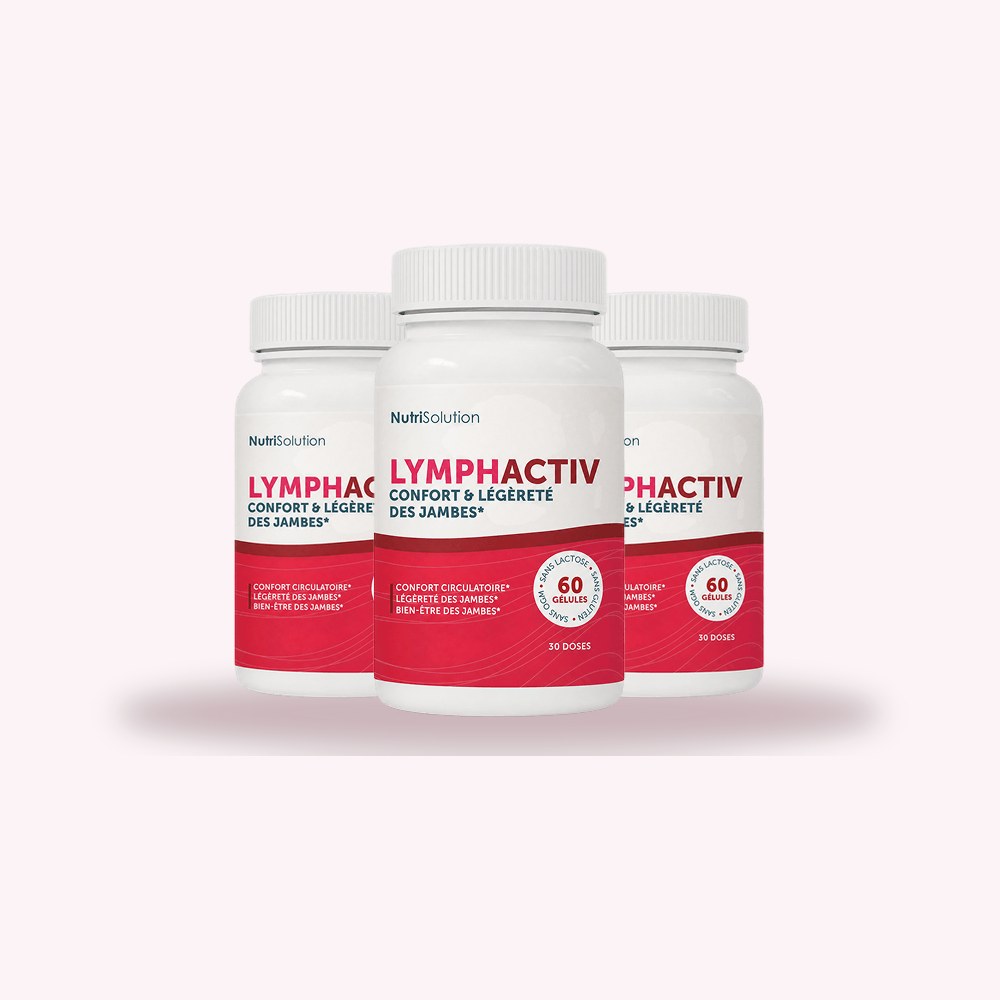 Trois flacons LymphActiv de 60 gélules, soit 90 jours, livraison offerte en France